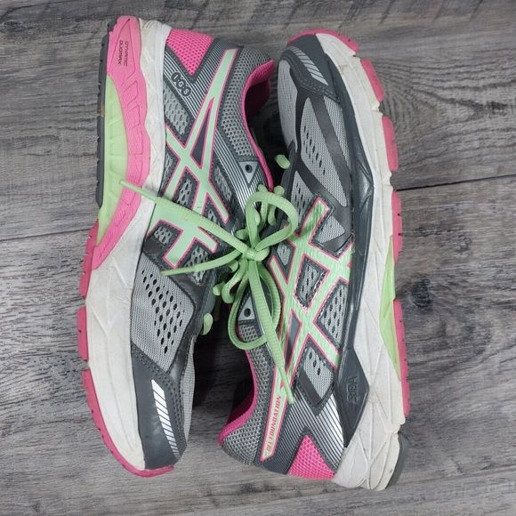 Asics Gel Venture 5 Running Shoes Women’s Size 8 T5H5N Gray Pink Green Sneakers - Picture 8 of 10